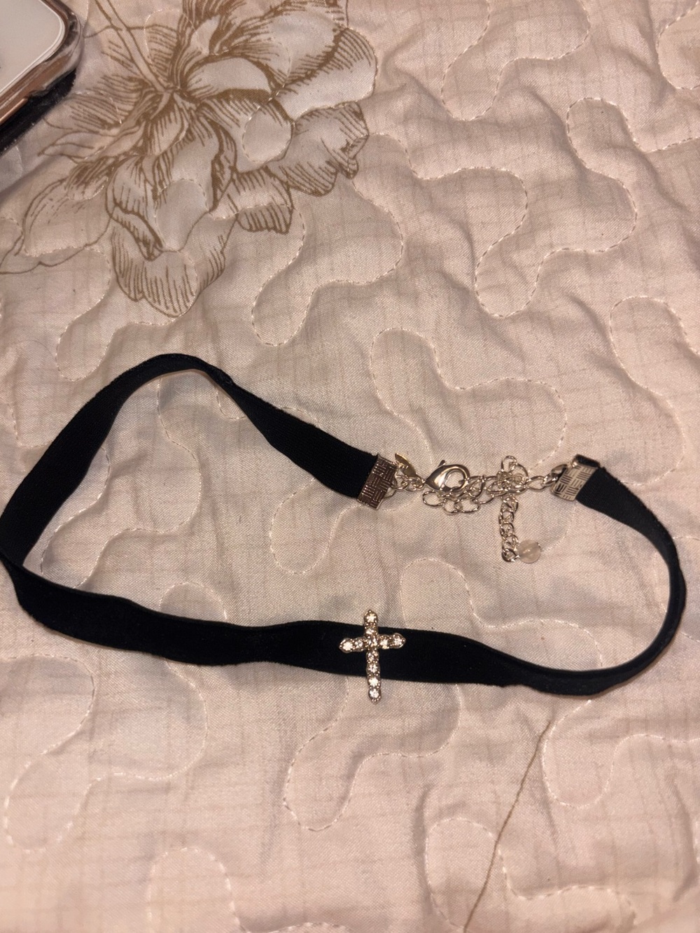 Black Velvet Cross Choker Necklace